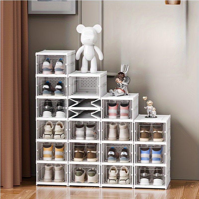 

Compact Folding Shoe Organizer - No Assembly Required, Dustproof Storage For Home & Dorm