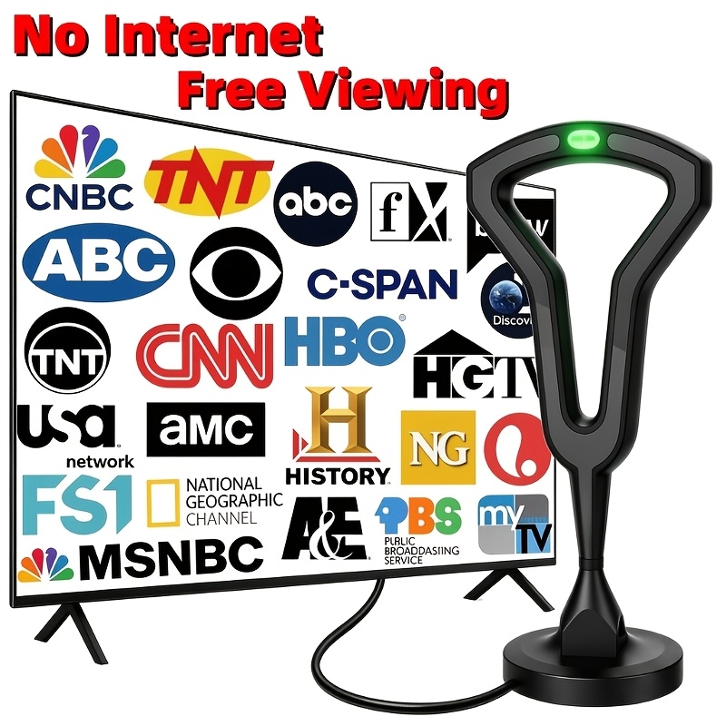 TEMU 2026 Upgraded For Smart Ai-driven Ultra-long Range Indoor Tv Antenna Compatible For Smart & Tvs, 4k/1080p Hd With Vhf/uhf Tuner, For Free