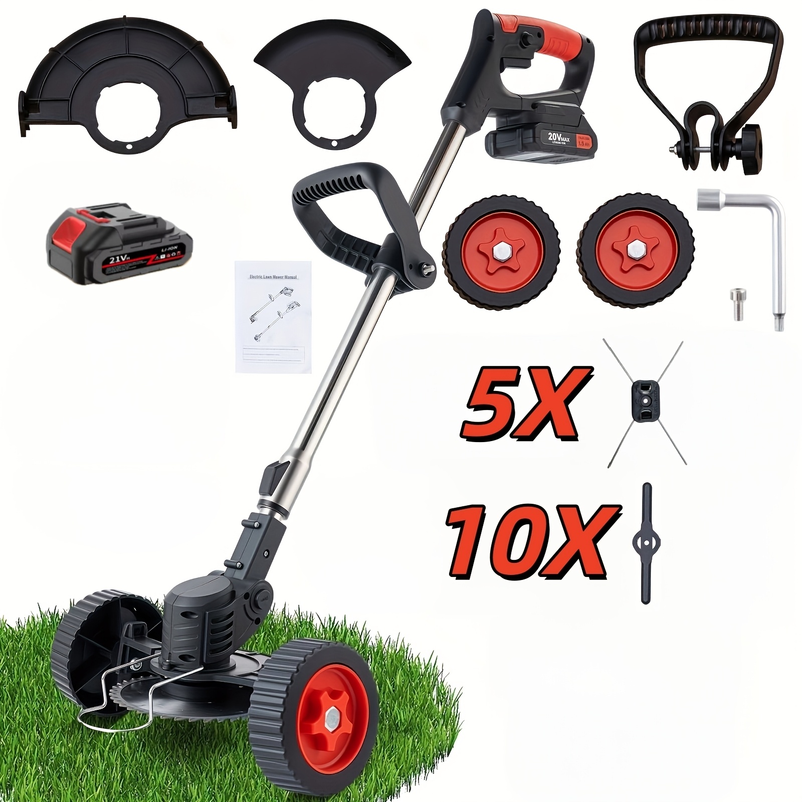 Cordless Electric Weed Lawn Eater Edger Yard Grass String Trimmer Cutter mower