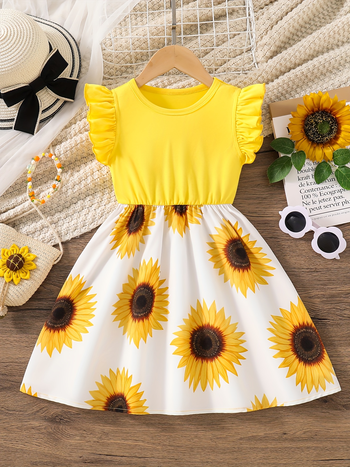 Moda Vestido De Girasol Para Bebe Conjunto De Trajes Para Niñas