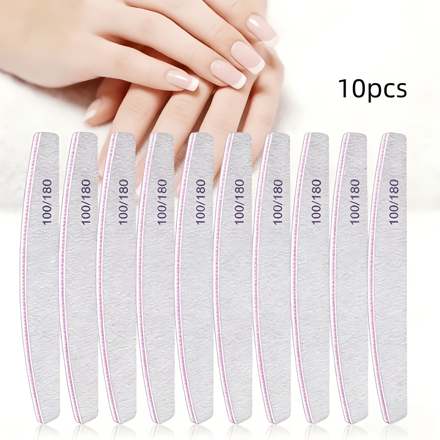 10/25/50pcs 100/180 Double Sided Nail File Buffers, Professional Reusable Manicure Tool For Acrylic Nails ,for Toenail& Foot Clean