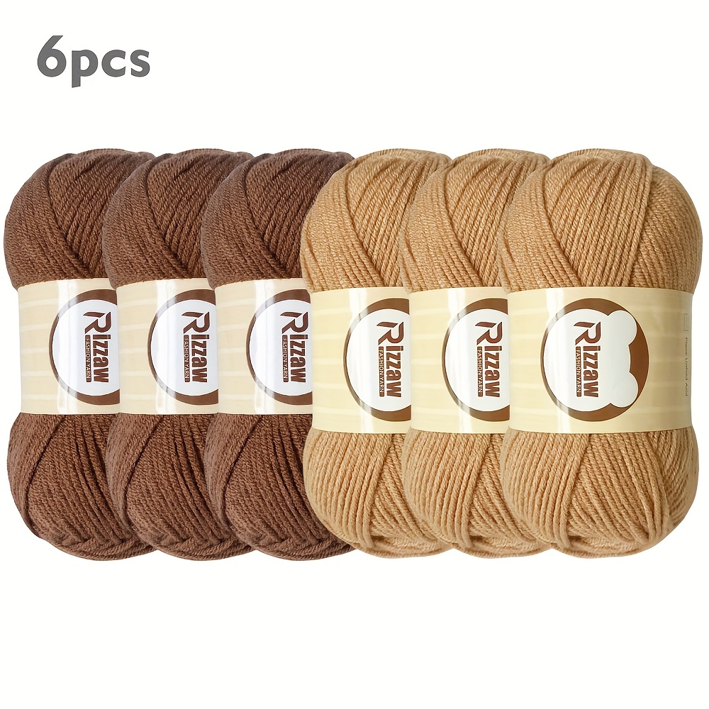 TEMU 6 Pieces Of Bright-colored Yarn In Khaki Style, Suitable For Diy Making Wallets, Handbags For Autumn And Winter , Handmade Cushions, Scarves And