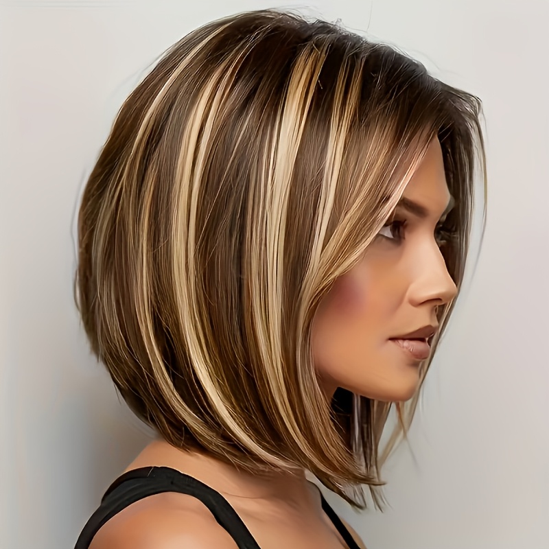 E-shop Highlights Echthaarperücke 4x4 Lace Front Bob Perücke 6 Zoll Blond-Mischung Perücke 180% Dichte Glattes Haarteil für & Cosplay & Partys &