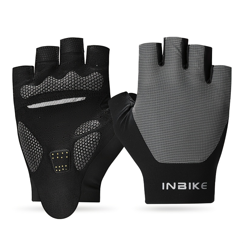 Image of Inbike Men'-filled Half-finger Gloves - Breathable Summer Mountain/road Gloves Suitable For Road, Mountain, Gel Cushioning, Machine Washable, Riding Gear For , Gift For Cyclists