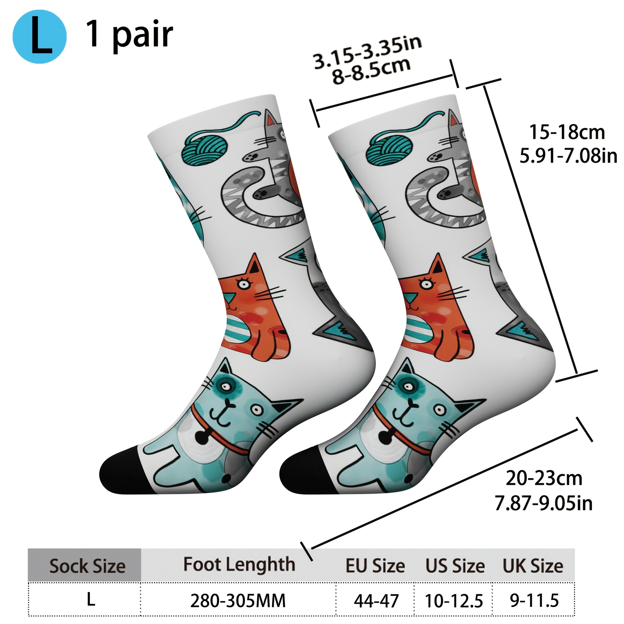 TEMU Un par de calcetines unisex con estampados digitales y diseños temáticos, cómodos y transpirables, ideales para con un que varios , perfectos