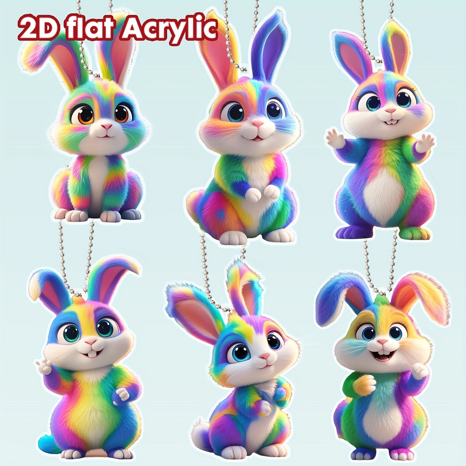 

Easter-themed 2d Acrylic 6pcs/1set Cute Hanging Ornament - Colorful Hanging Decorations For Home, Office, And Car, Festive Cheer To , Perfect Gift For