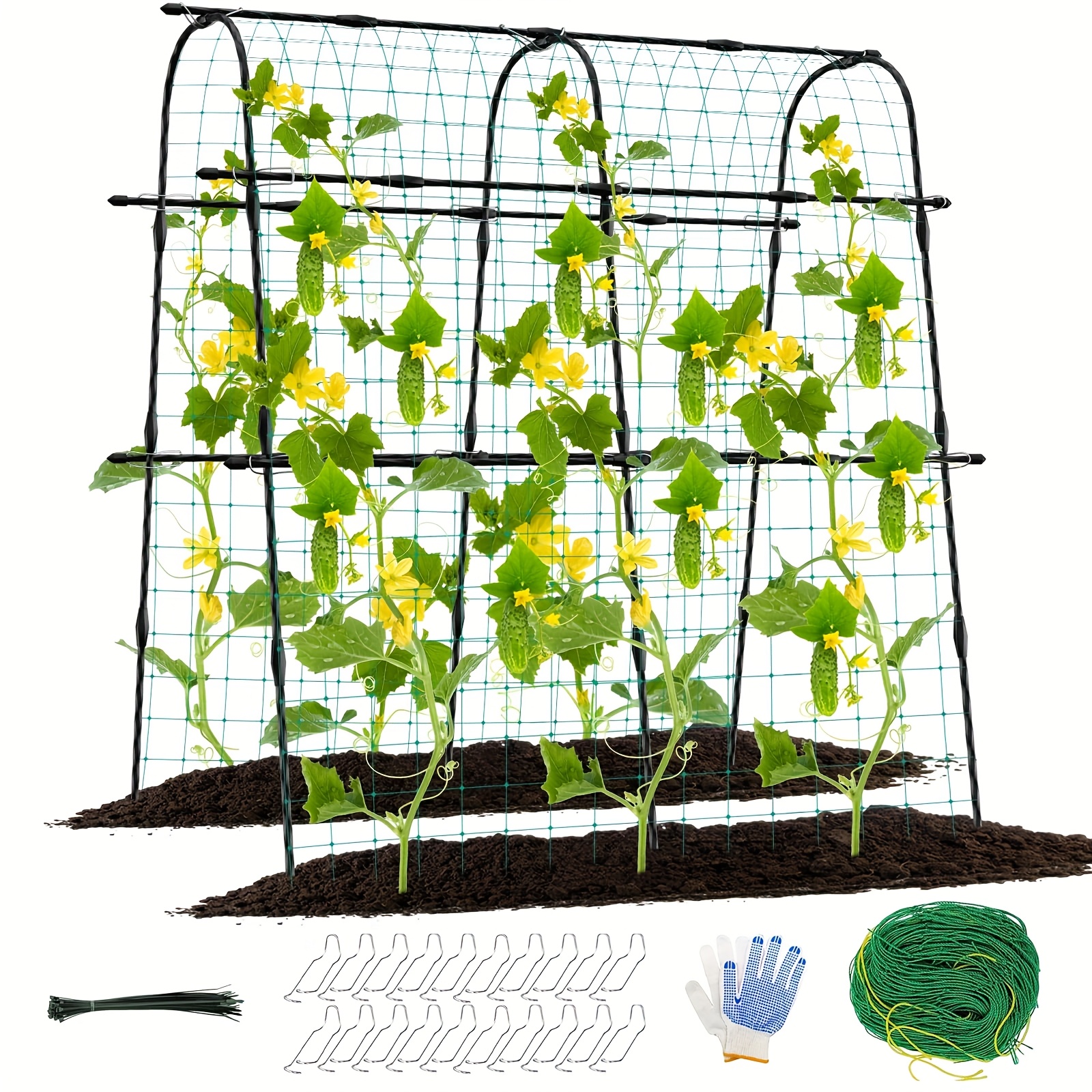48x48 Inch U-Shape Cucumber Trellis - Metal Arch Garden Trellis For Climbing Vegetables