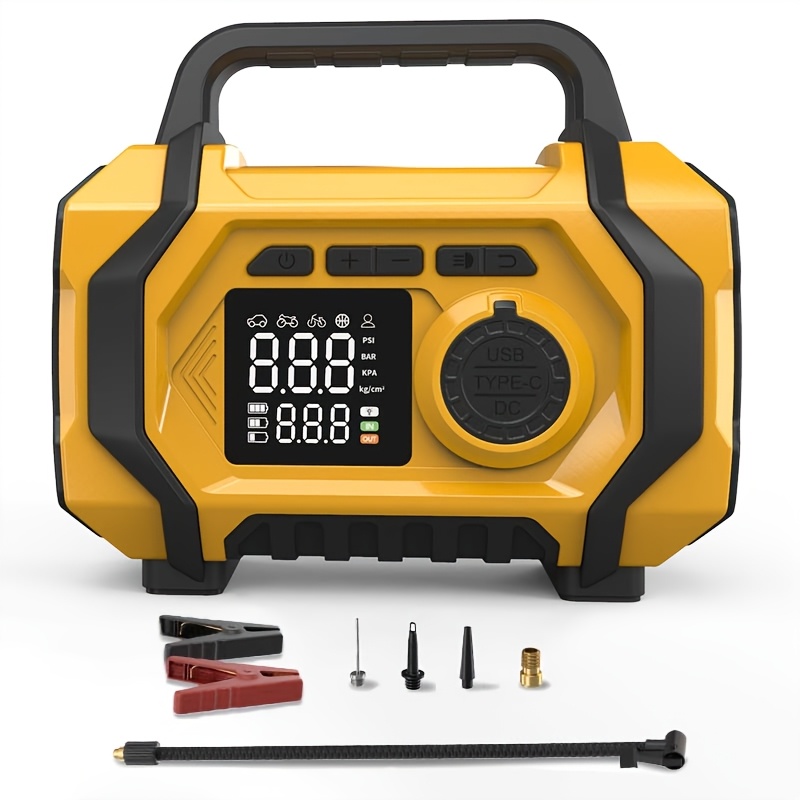 TEMU Démarreur de voiture portable 7000A uniquement, démarreur de 7000A en option avec compresseur d'air, démarreur de para, outils d'accessoires de