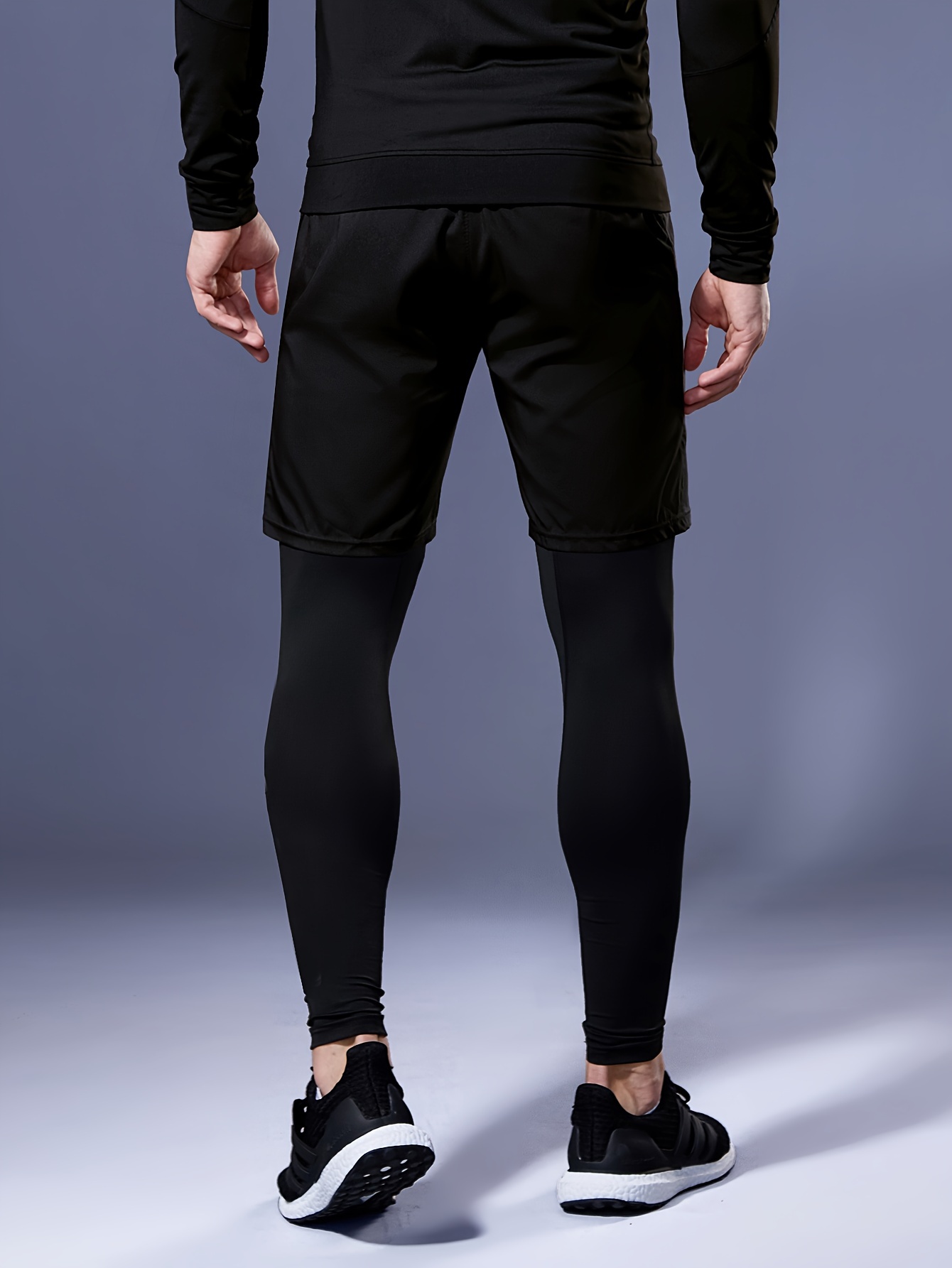 conjunto ropa deportiva hombres piezas leggings poliéster Temu