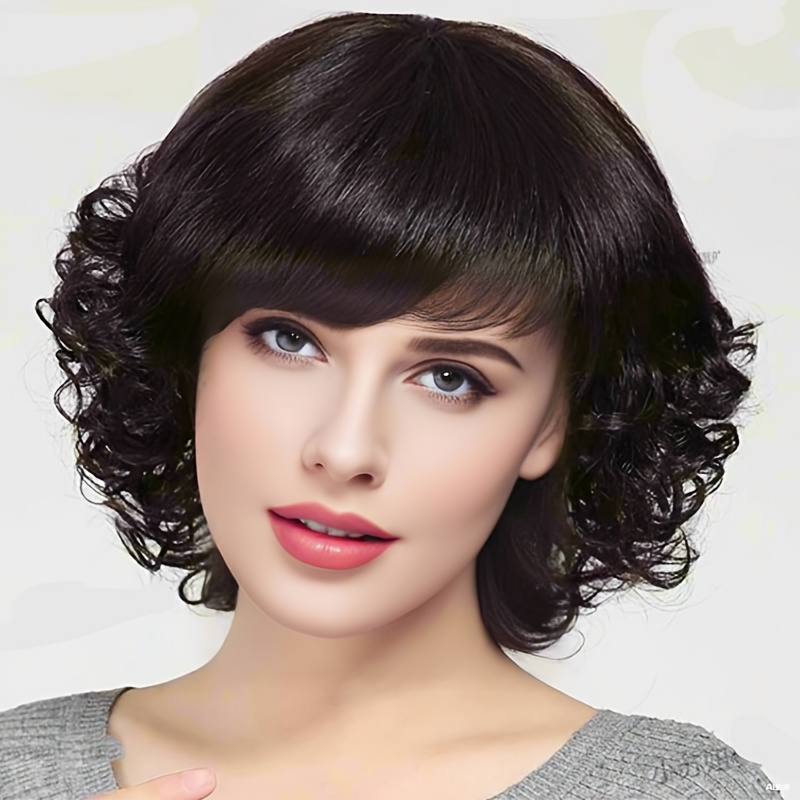 

Women's Short Curly Wig, Fashionable Anime Style, Breathable Thin Cap, Heat Resistant, Button Closure, Ladies' Costume Accessory