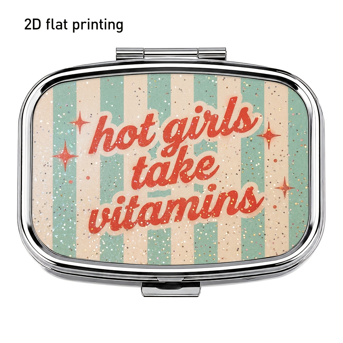 TEMU 1 pz, Stampa Piatta 2D, Piccolo Portapillole a Scatola con Stampa Motivo Slogan "" in Inglese, Tipografia Stile Vintage Americano, Custodia