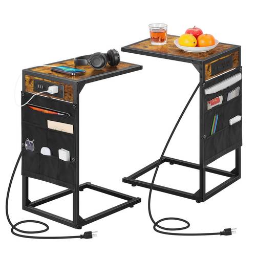 1pc 2pcs c shaped end table 50lbs capacity desktop storage removable table coffee table slides under sofa snack table ideal for room sofa bedroom multifunctional table charging station storage bag options