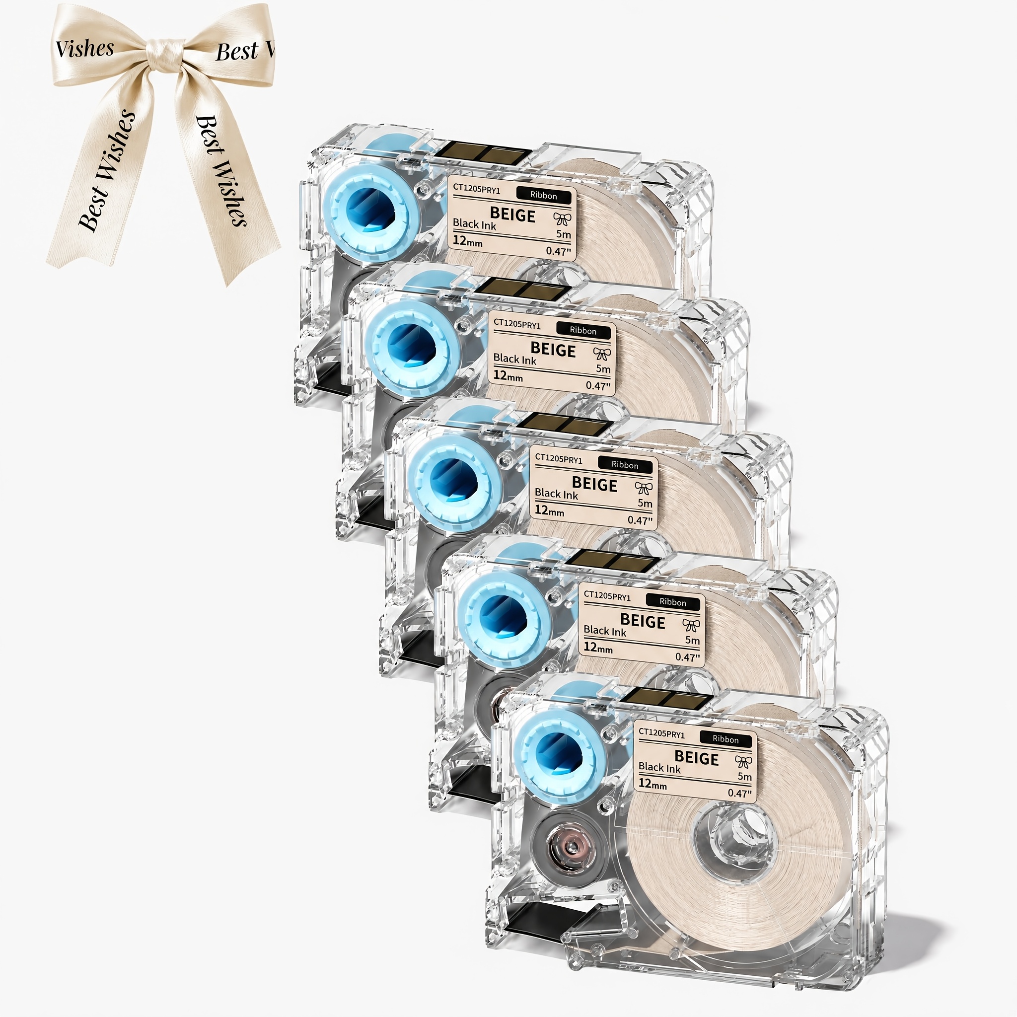 TEMU Paquete de 5 cintas de satén exclusivas Phomemo A30/A30S/P15 para envolver regalos, de boda, manualidades DIY - Cinta de tela y elegante para