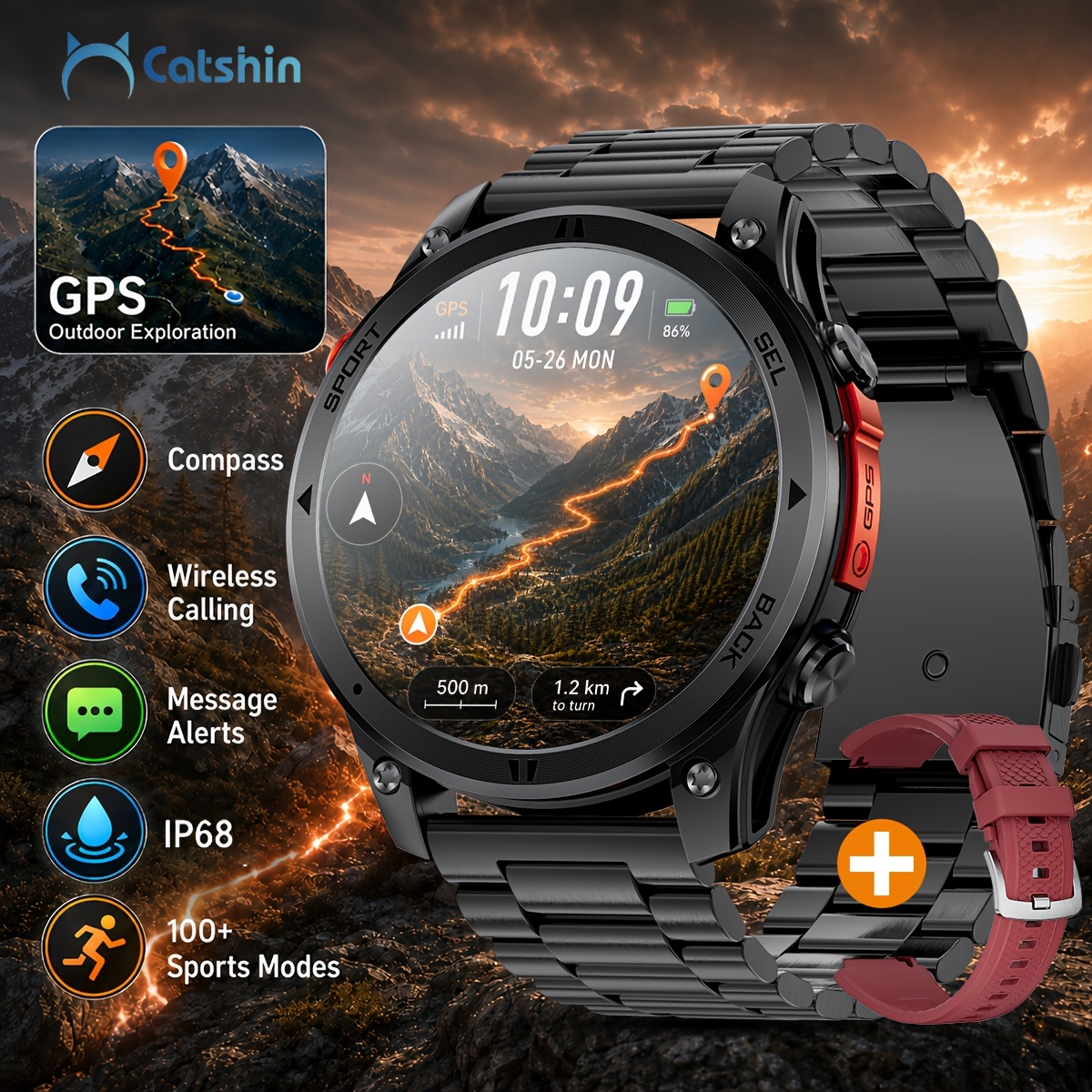 Men's Outdoor Smartwatch with GPS and Compass Function