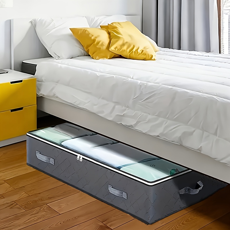TEMU Un sacchetto di stoccaggio per sotto il letto, che offre una grande capacit� e fornito di quattro maniglie robuste e di una finestra per l' agli