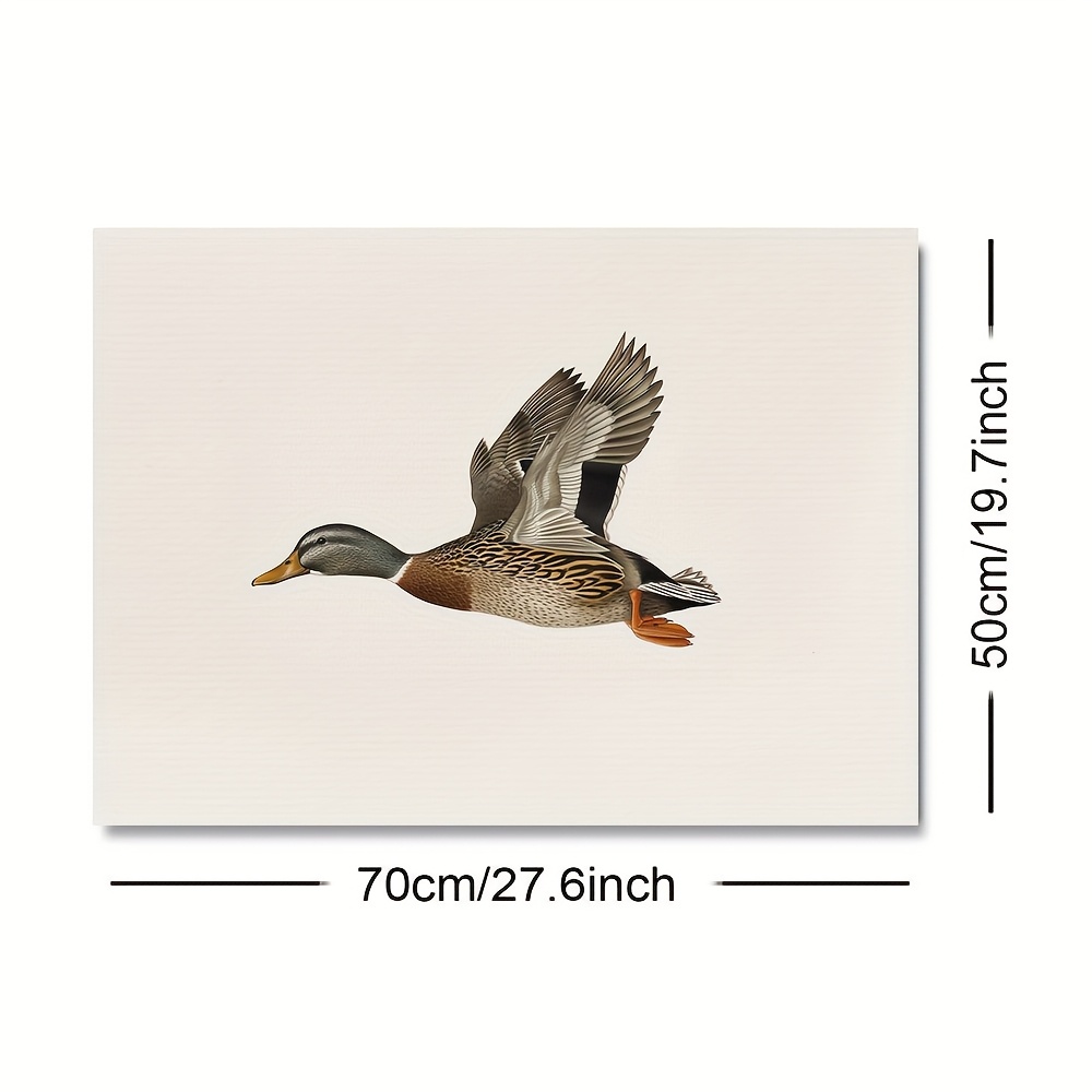 TEMU 2d Flat, 2d Flat, 1pc Unframed Vintage Artwork Featuring A Flying Mallard Duck, Rustic Decor In A Country Farmhouse Style. This Retro Canvas