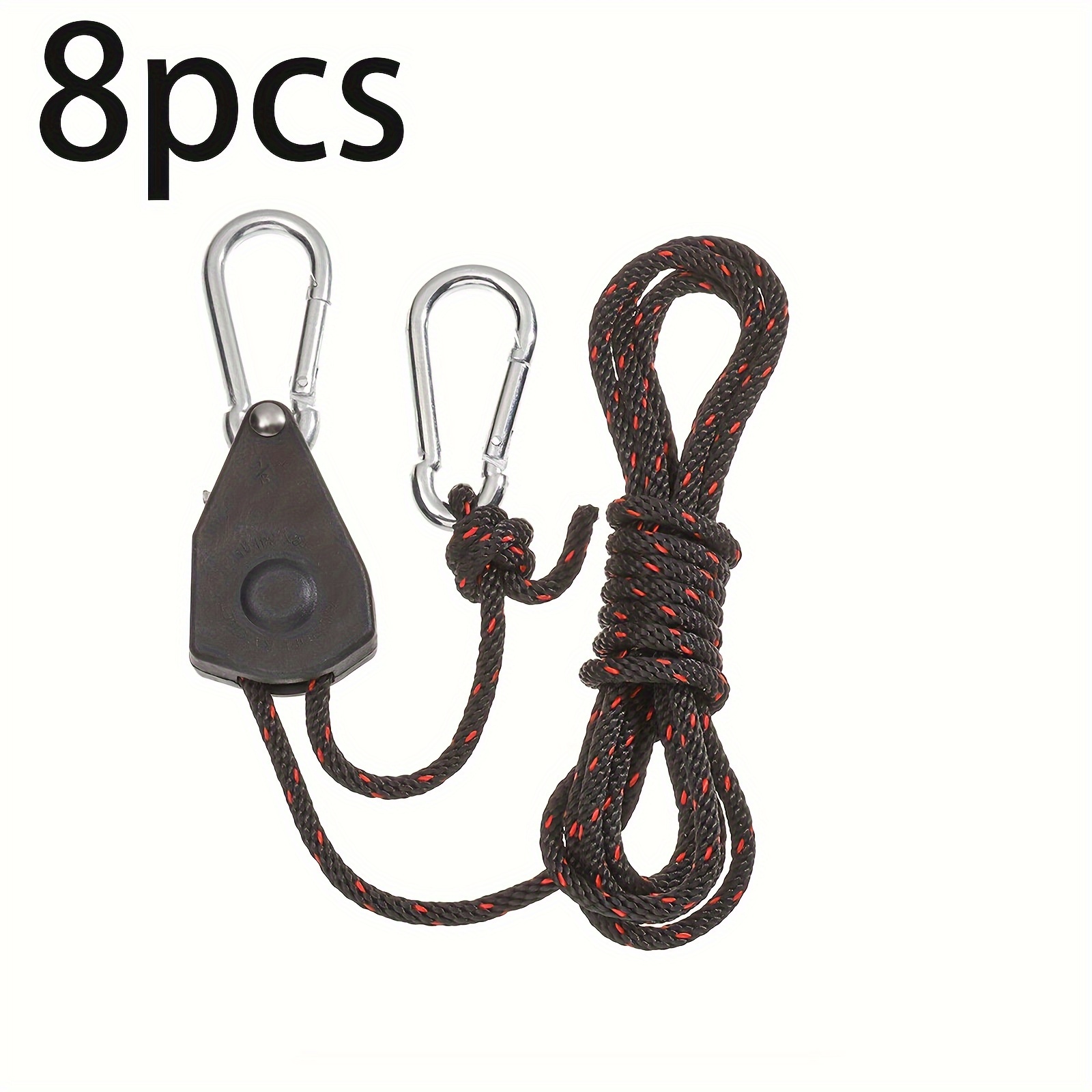 TEMU 8pcs 1/8" Adjustable Rope Hanger, Heavy Duty Ratchet Tie Down Strap With Reinforced , Ratcheting Pulley System Bungee Cord For Hanging Plants