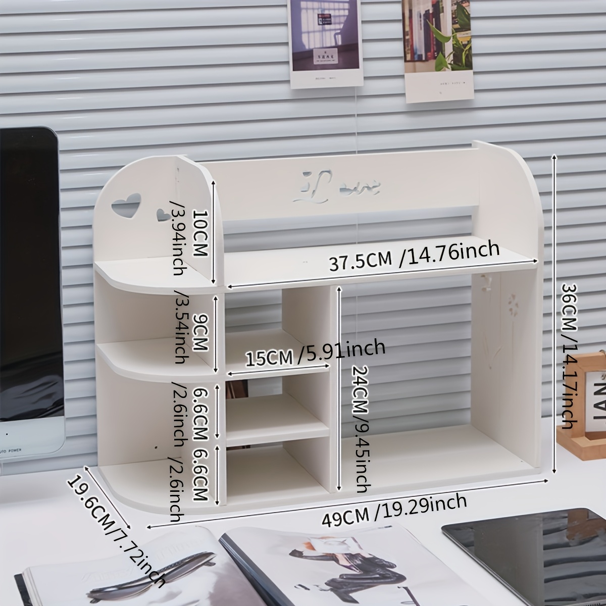 TEMU A Multi-compartment, Multi-functional Desktop Organizer, Desk Storage Box, Cosmetic Organizer, Bookshelf, And Office Workstation Desk Storage