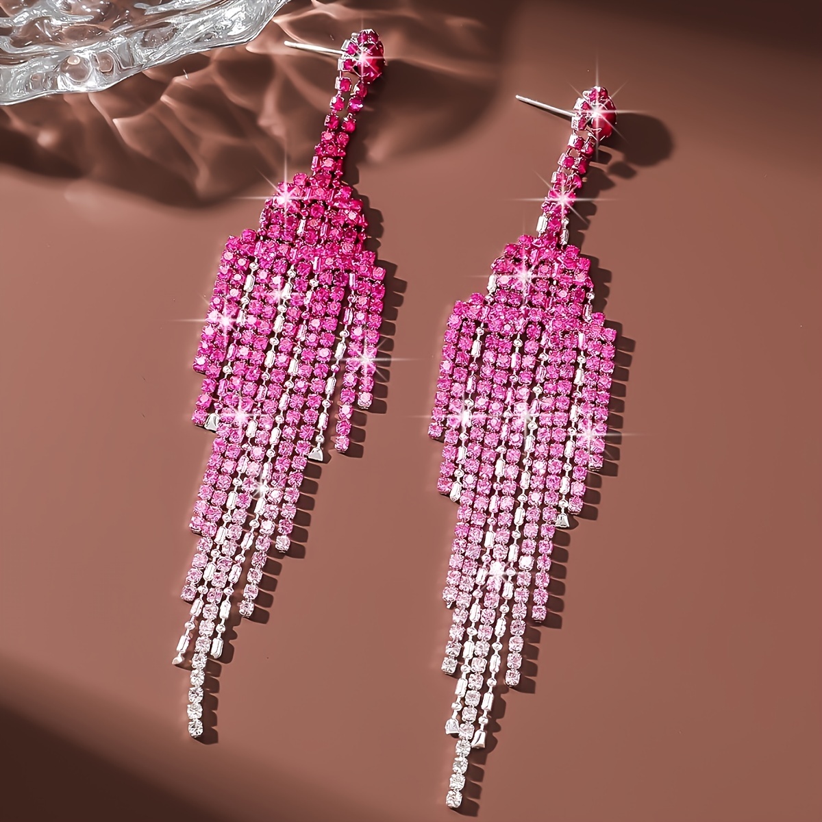 Image of 1pc Fashion Chandelier Tassel Long Earrings For Women Rhinestone Statement Earrings Drop Dangle Earrings For Wedding Valentine's Day