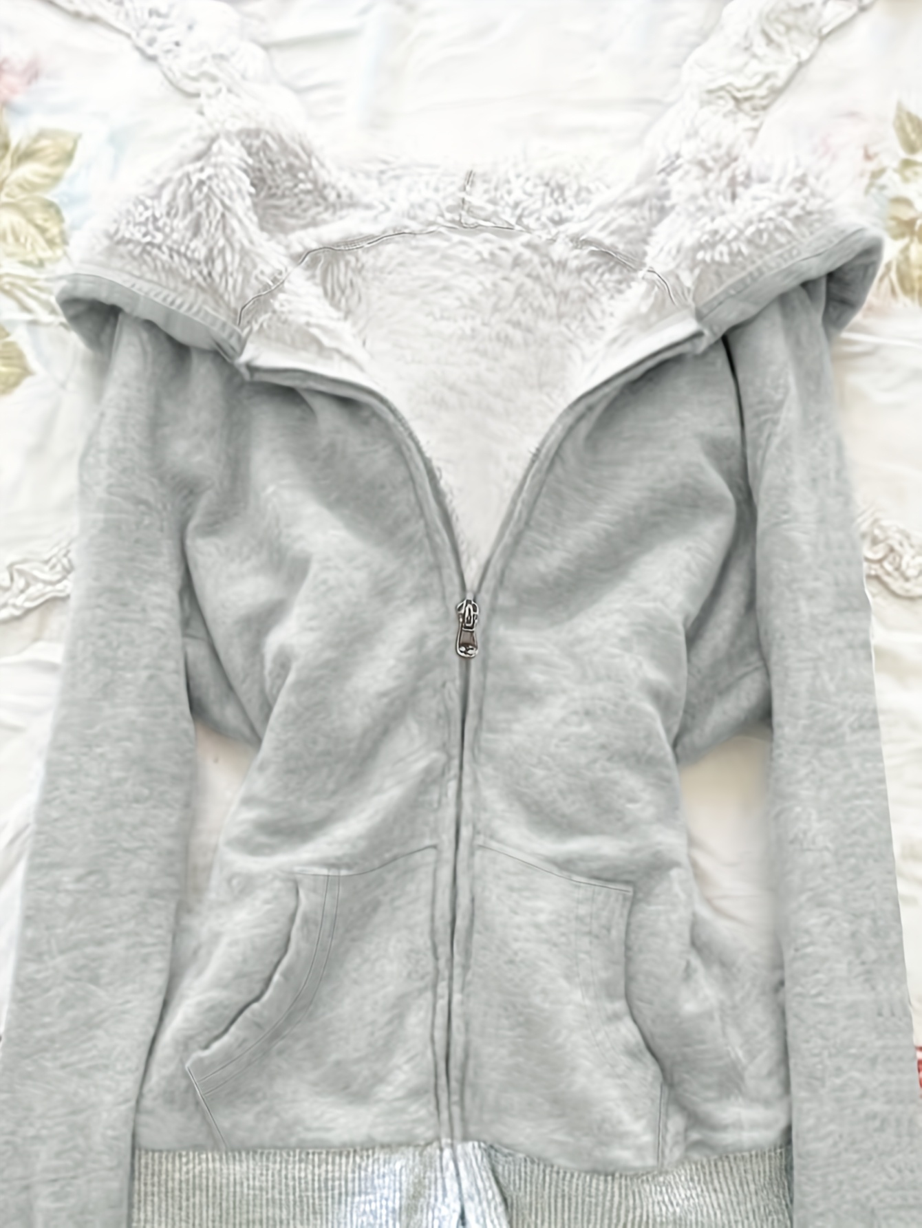 retro womens fleece lined hooded   cardigan autumn and winter sweater coat