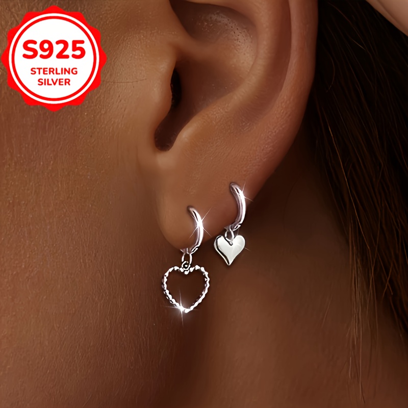 

Chic S925 Sterling Silvery Heart-shaped Dangle Earrings - Hypoallergenic, Perfect Gift For Her, & Party Wear