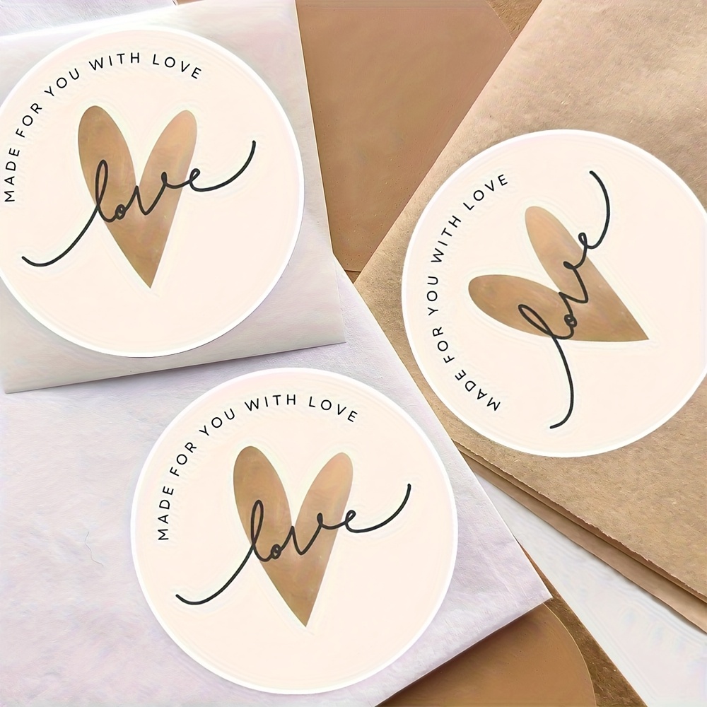 TEMU 96 Adesivi Rotondi con Scritta " Love" a Forma di Cuore - Eleganti Adesivi di Carta per Sacchetti Regalo, Decorazioni Nuziali, Artigianato, Uso