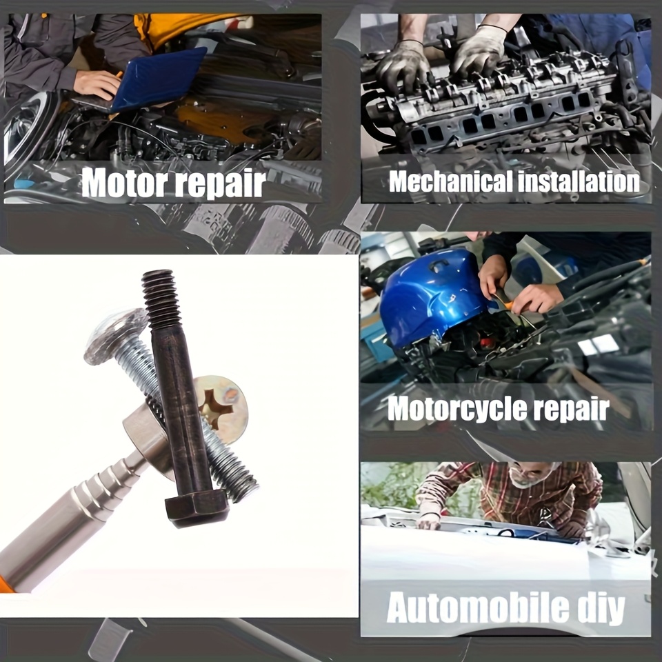 Auto Repair Tools:Ergonomic 3.63KG Magnetic Pickup Tool: Durable, Extendable Stainless Steel Rod with Stylish orange Grip for Easy Retrieval(1pc)