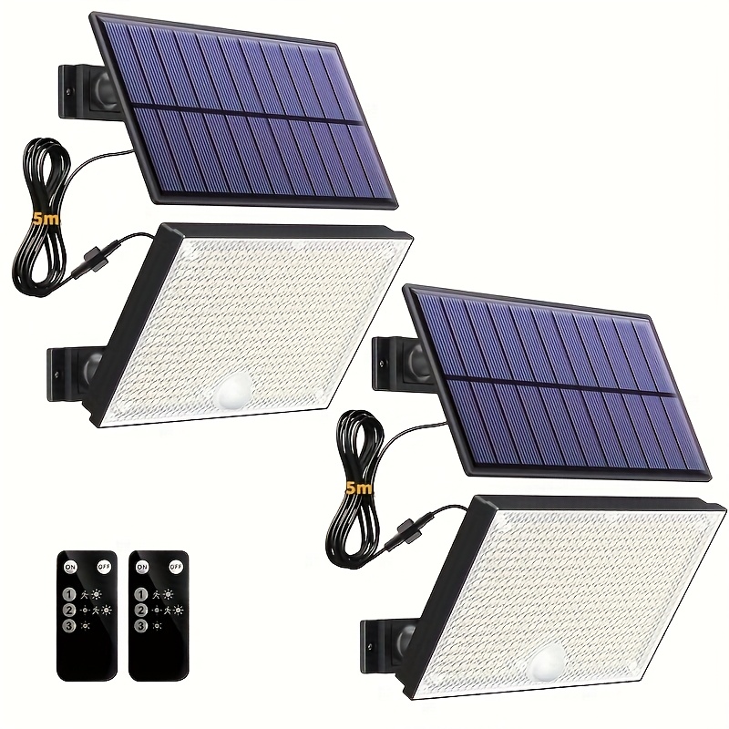 Image of 400 Led Solar Outdoor Light With Motion Sensor And Remote Control - 3 (/off), 5.0-meter Cable-free Solar Floodlight, Solar Outdoor Lighting, Wall Light, Applicable To Courtyards, Streets, And Gardens