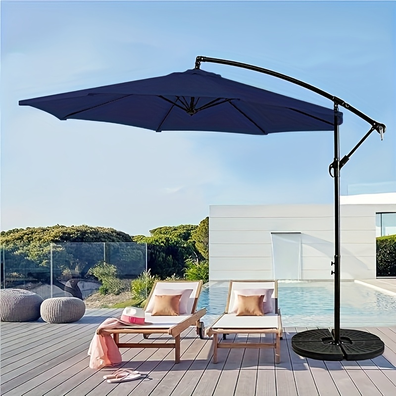 TEMU 10ft Patio Outdoor Umbrella, Offset Patio Umbrella Cantilever Umbrella Hanging Pool Umbrella With Crank For Backyard, Deck, Pool (no Base)
