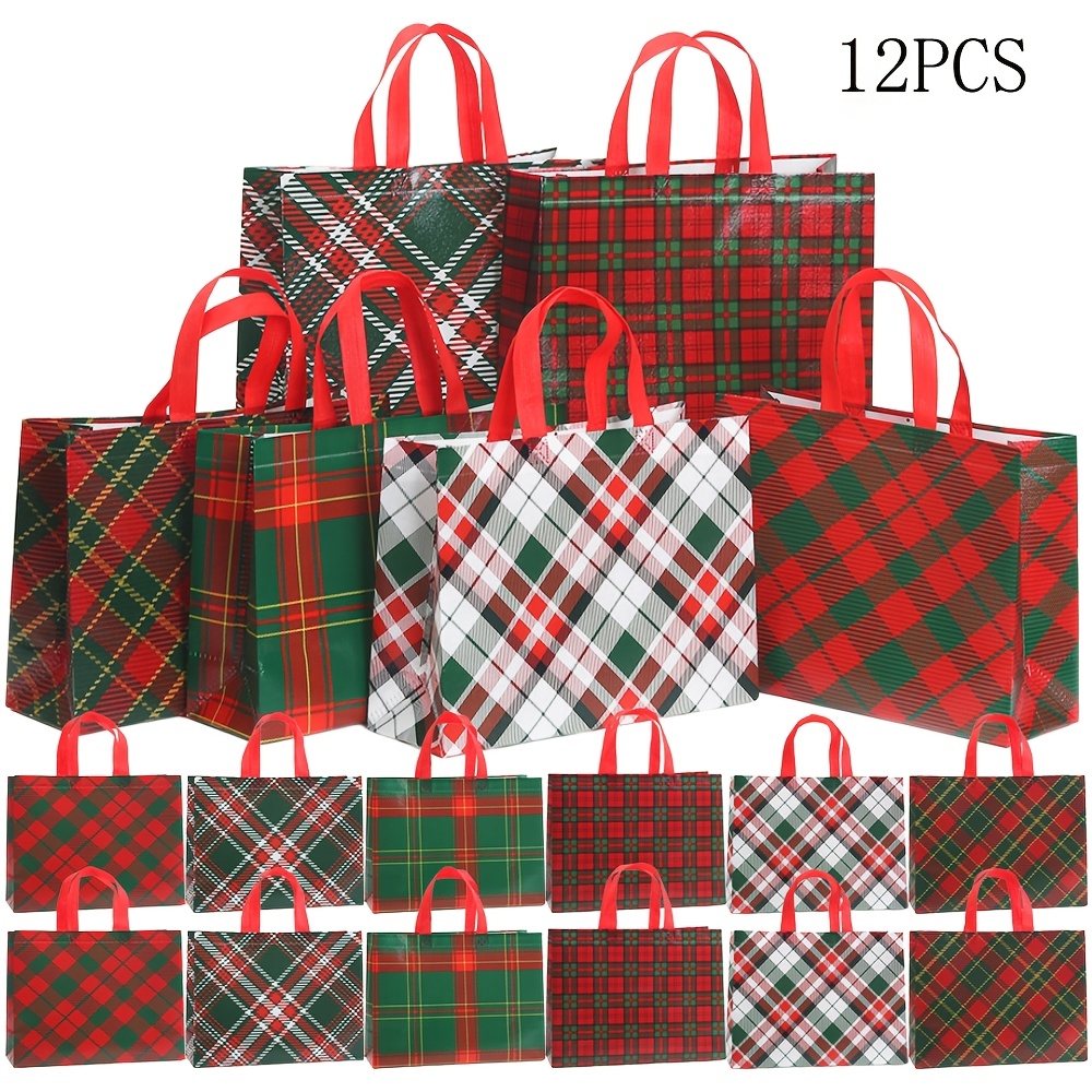 12pcs christmas gift packaging     printed non woven gift   12 99 inches x 9 84 inches x 4 33 inches large tote   party tote gift   retail store shopping  