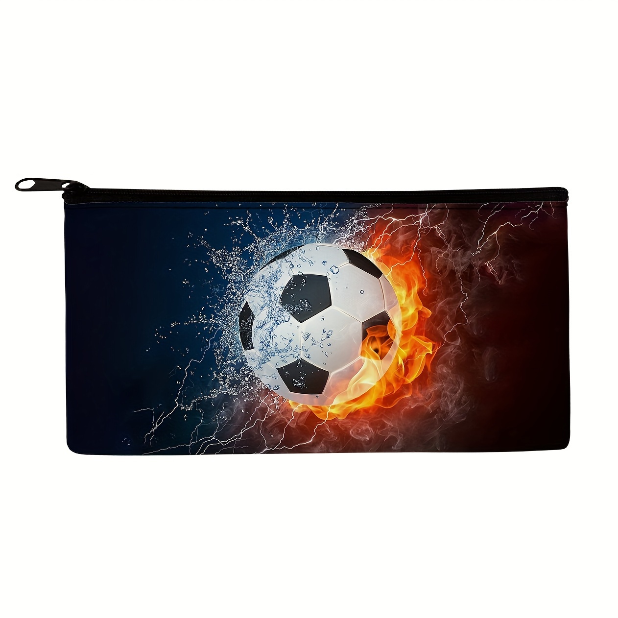 

Soccer Ball Design Canvas Pouch - Large Multi-use Wallet & Pencil Case For Men, Polyester, Purse With 3d Print, Hand Washable, Wallet|soccer Themed Bag|water-resistant Fabric