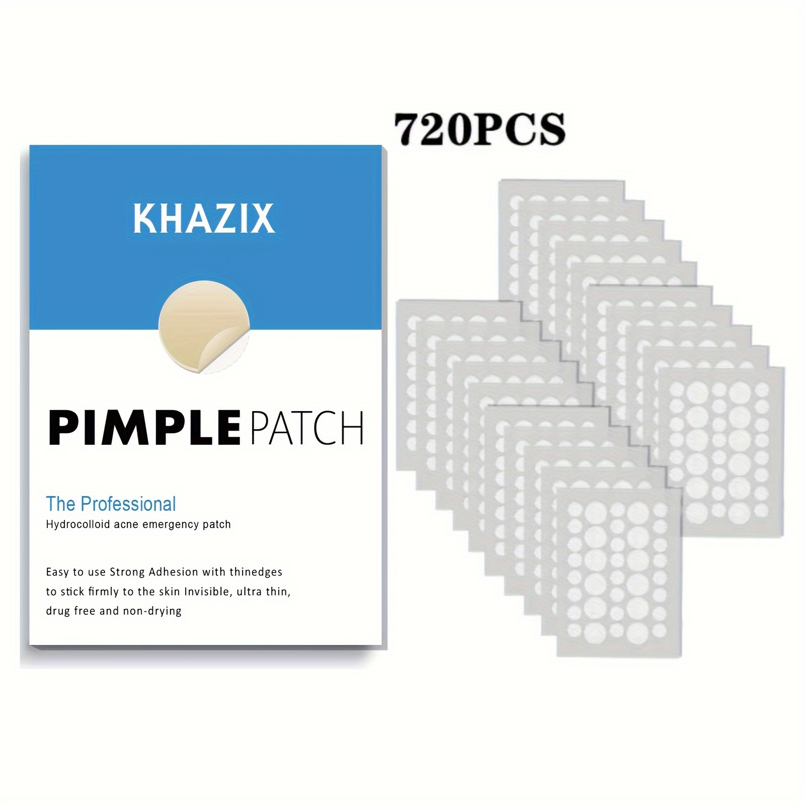 

720 Count Hydrocolloid Acne Patches, Blemishes Pimples Covering Patch, Invisible Acne Patches, Facial Concealer Stickers
