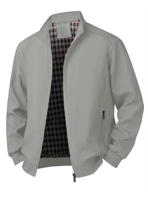 mens plus size jacket black zip up stand collar coat with zippered pockets softshell construction for formal casual attire non stretch fabric big tall versatile layering modern menswear durable outerwear functional pockets big and tall men plus size