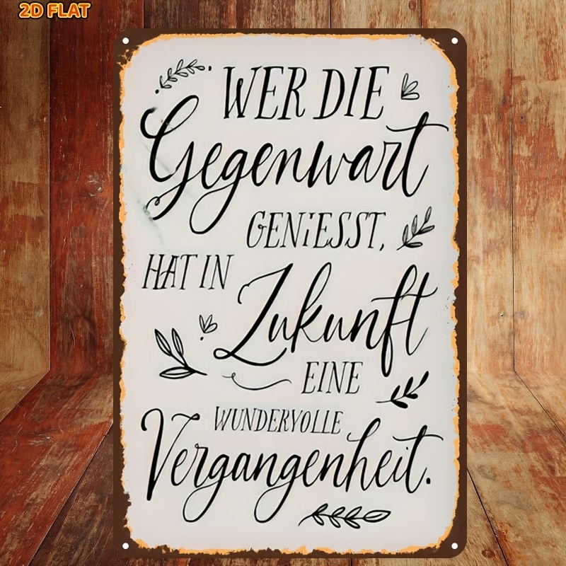 TEMU 2d Flat, 1pc Vintage German Quote Wall Sign Suitable For Indoor/outdoor Decor - Artificial Wood Panel With Pre-drilled Holes, Retro German