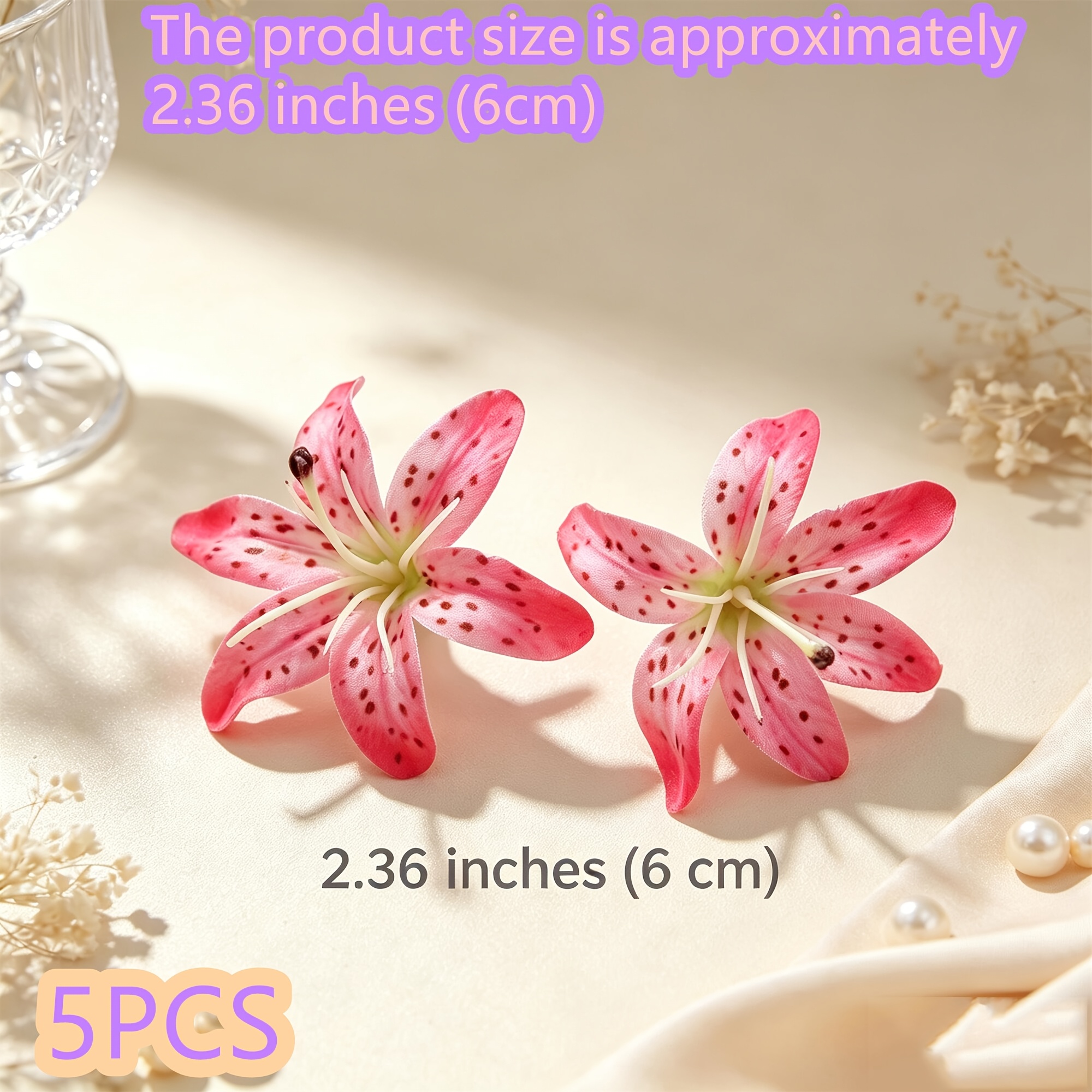 TEMU 6cm/2. Simulated Tiger Spotted Lily Flower Head, In 5/10/20 Specifications, With Strong Flower , Suitable For Handicrafts, Flower Wreath Making,