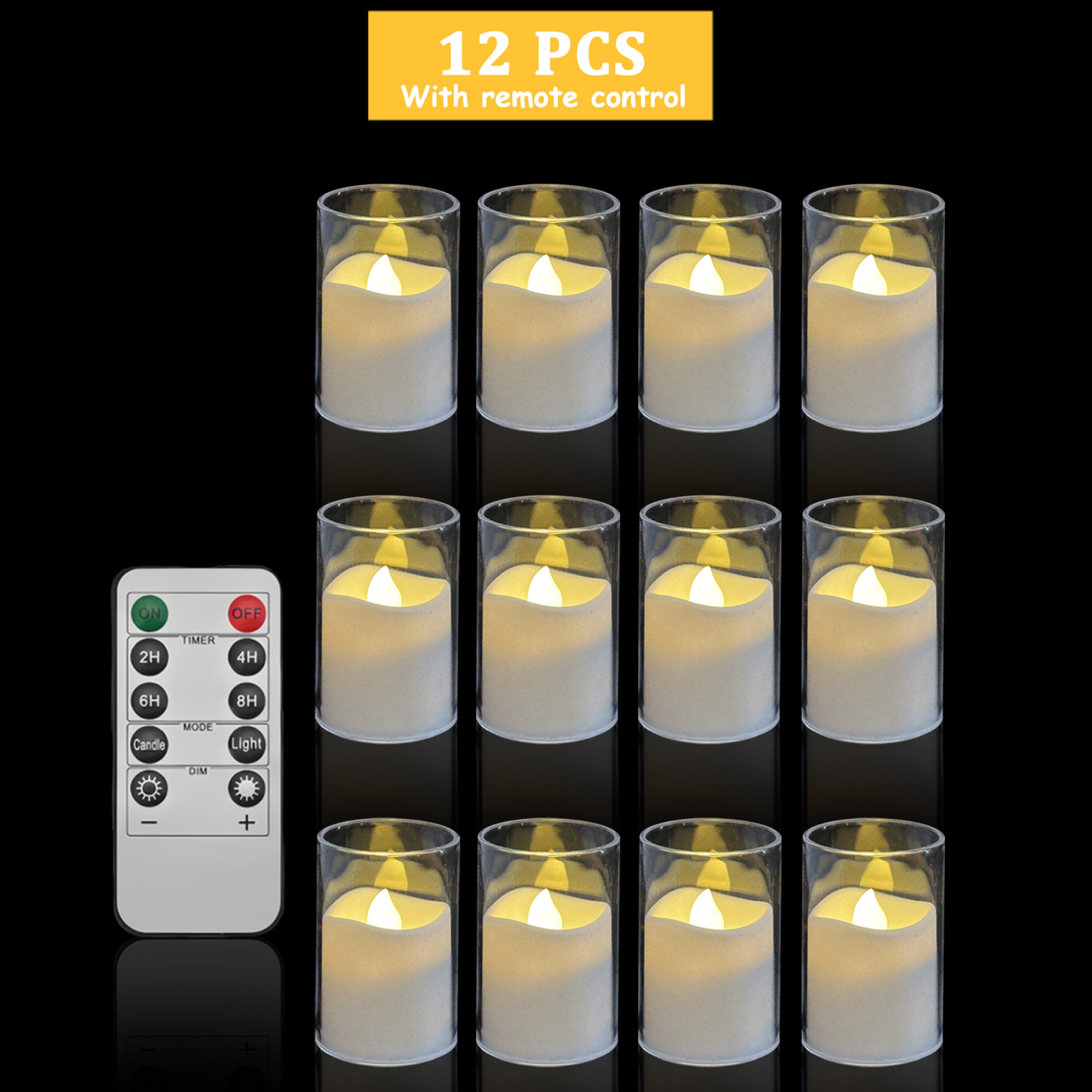 Acrylic Mini Flameless Candles, Battery-powered Led Candles With Remote And Timer, Flameless Halloween Candles For Christmas New Year Home Decor, 6/12pcs Transparent
