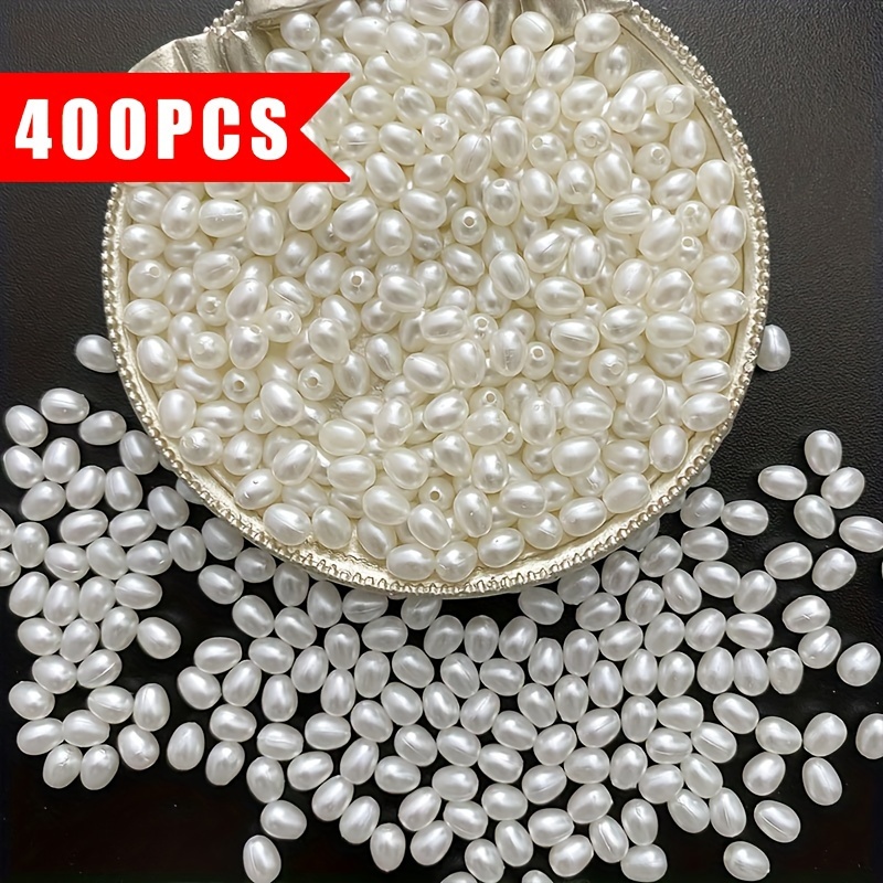 E-shop 400 Stk./7 mm x 5 mm Reis Oval Handgefertigte Quaste Herstellung Haarschmuck Olivenperlen Material Pack Zusatz
