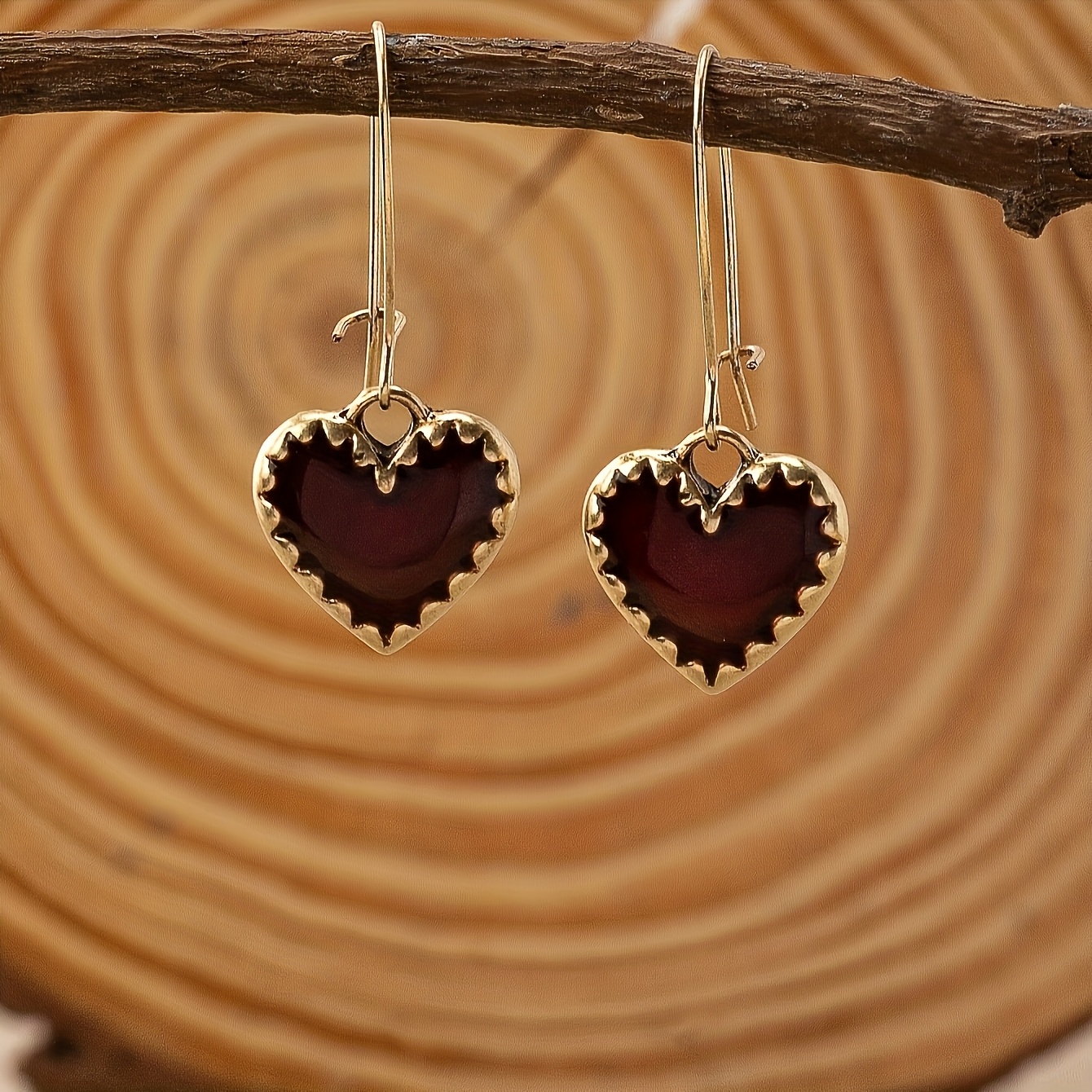 Image of 1 Pair Of Bohemian Red Drip Heart Women's Earrings, Suitable For Vacation, Gift, Daily Wear, Valentine's Day