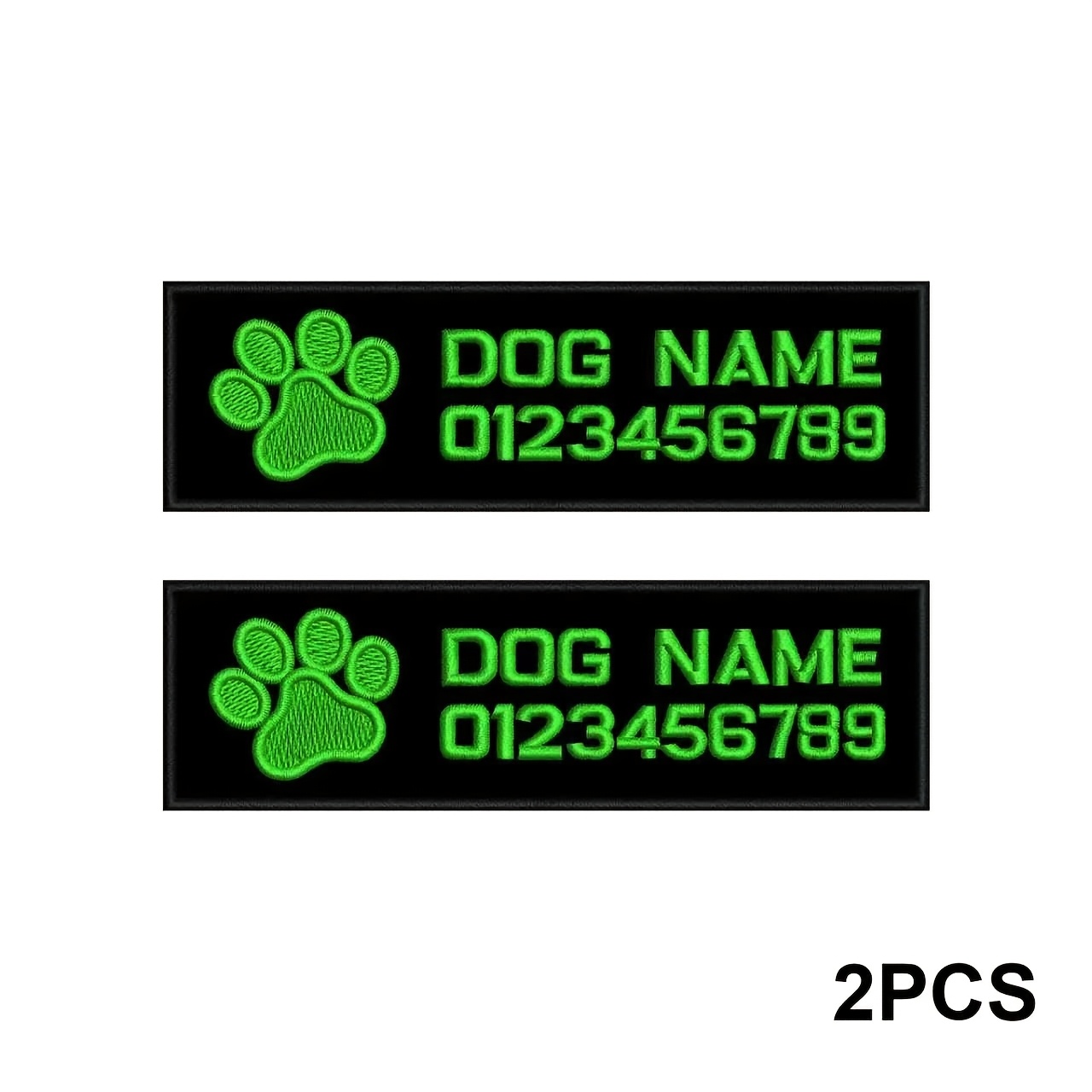 TEMU (customized) Embroidered Dog Paw Name Patch 2pcs Hook And Loop Pet Harness Tag (harness Not Included) 3 Sizes Colors Suitable For Name Patches