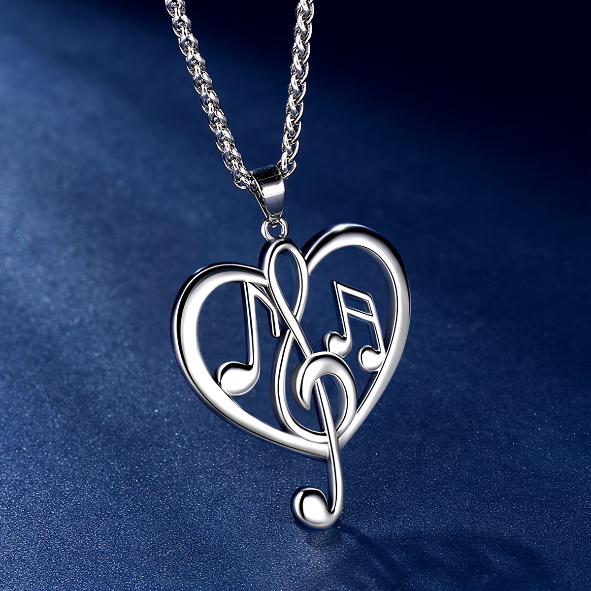 Heart-shaped Treble Clef Note Pendant Necklace