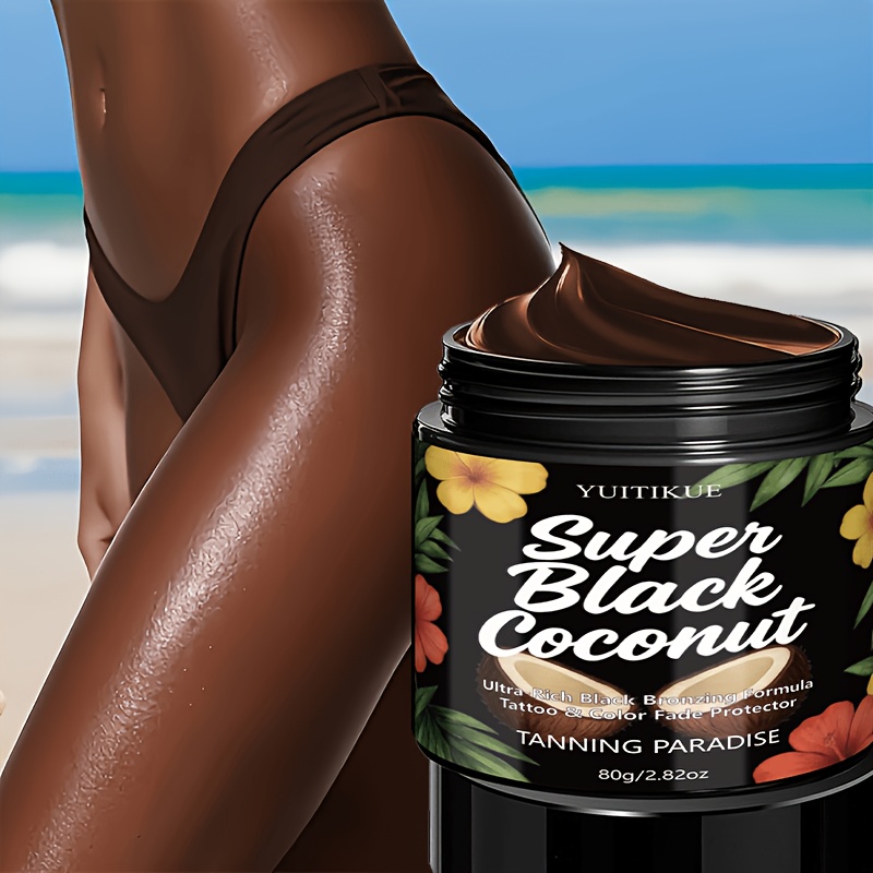 80g yuitikue   coconut tanning accelerator natural tanning formula contains coconut oil and carrot oil   a rich deep     black tanning oil   non greasy