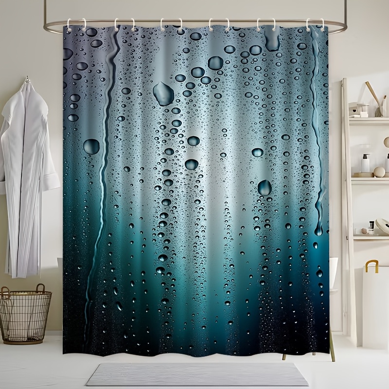 Water Drop Pattern Bathroom Decor Shower Curtain, Machine Washable