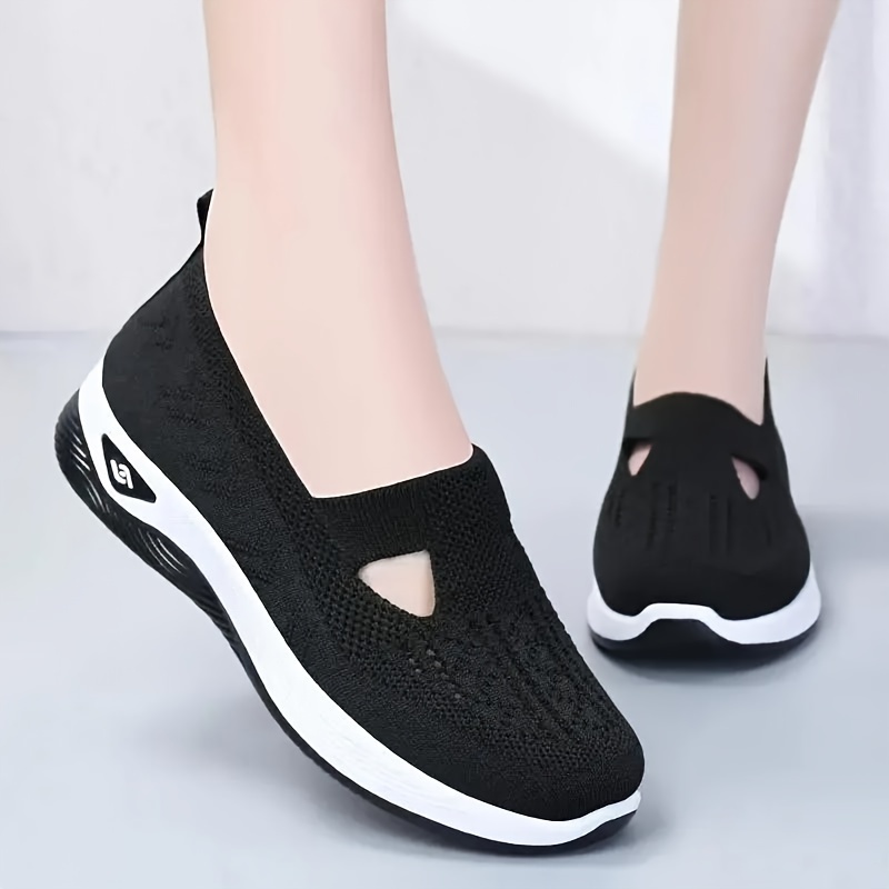 

Women's Breathable Knit Sneakers, Comfortable Soft Sole Easy Slip-on Sports Shoes, Stylish Casual Walking Shoes