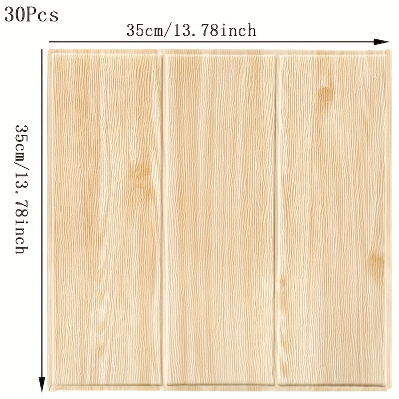 Image of 30pcs Self-adhesive Wood Grain Wall Stickers, Wash Shape And Stripe Wallpaper, Random Matching Peel And Stick Wall Decor For Bedroom, Living Room, Office