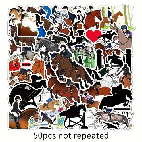 50pcs of equestrian cartoon doodle stylish for decorating notebooks envelopes office file boxes and
