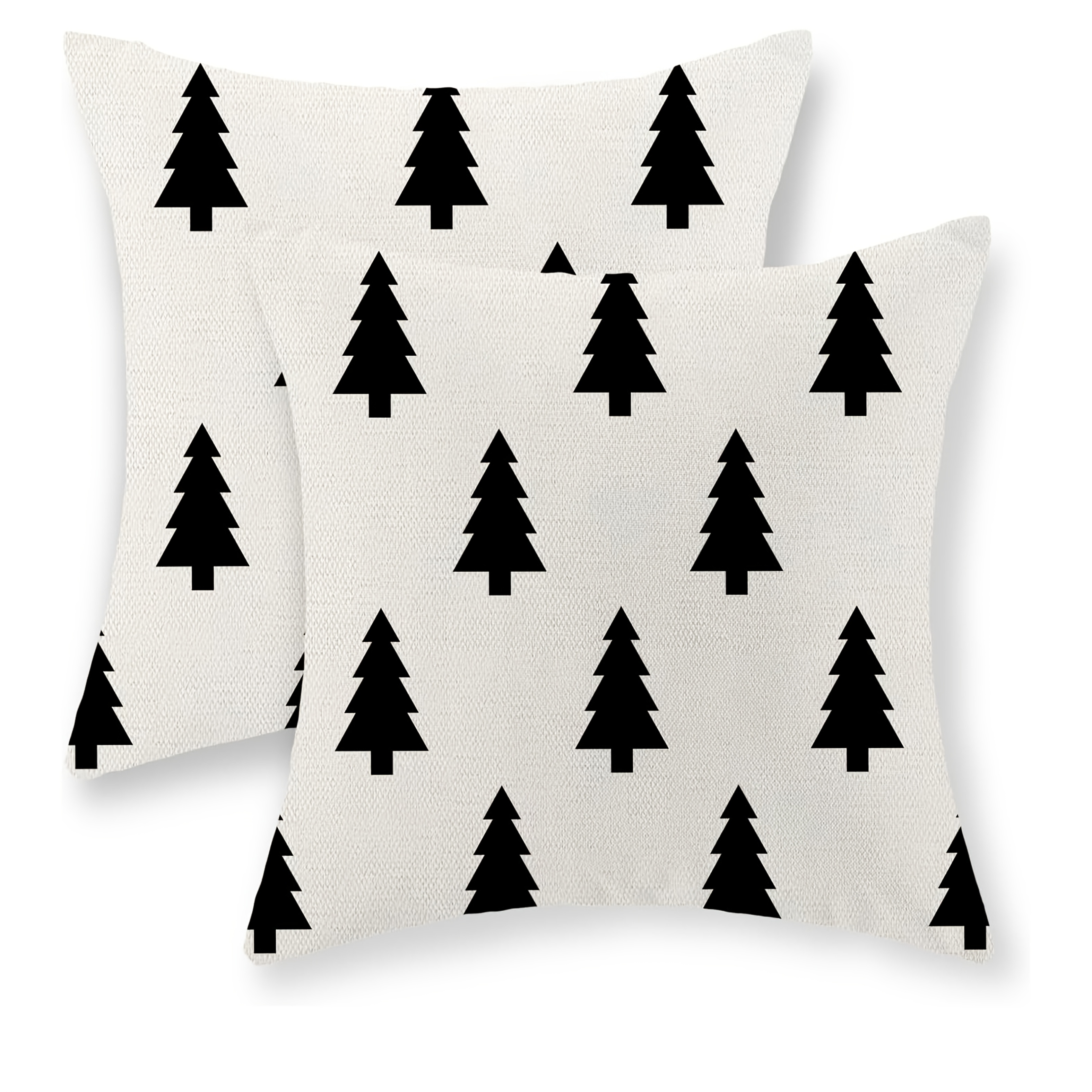 TEMU 2pcs, Christmas Pillow Covers 18x18 Set Of 2 Christmas Decor Linen Pillowcase Geometric Black And White Christmas Tree Throw Pillows Winter