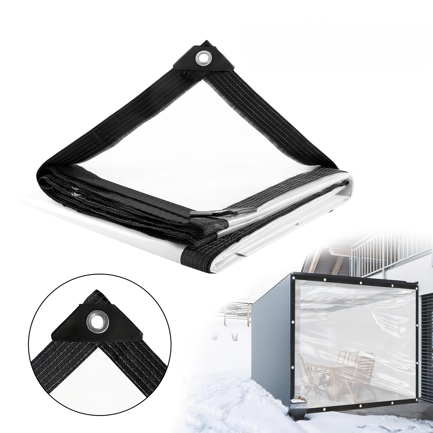 TEMU Bâche Transparente DELLNA, Bâche Imperméable/Isolante/Résistante aux Déchirures, Adaptée aux /Chantiers de /Abris Temporaires, Transparente, 1pc