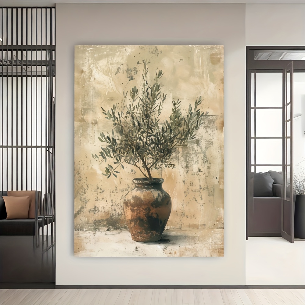 TEMU 1pc Frameless Canvas Poster, Abstract Vintage Vase Printed Mural, Suitable For Living Room, Bedroom, Dining Room, Home Decorative Painting, 2025