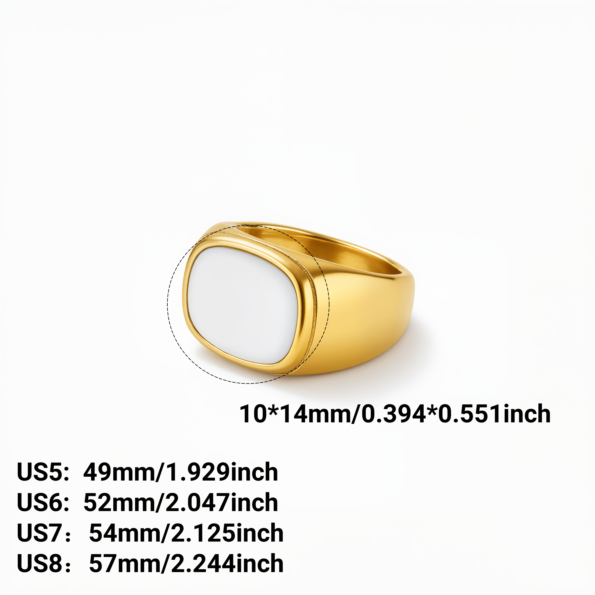 Classic Vintage Stainless Steel Square Two-Tone Ring, Unisex