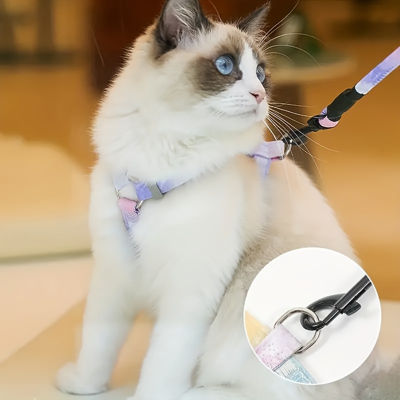 

Adjustable Gradient Cat Harness And Leash Set - Comfort Fit, Escape-proof Design For Safe Walks Cat Leash And Harness Cat Harness Leash Set